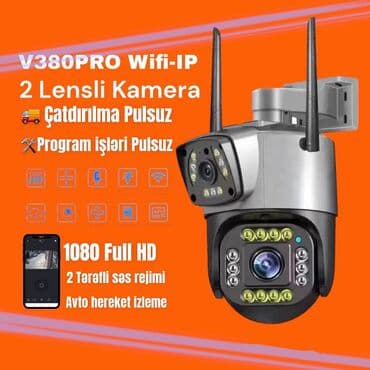 zoom kamera: 👉Kamera V380 Pro 2 lens 1080 FullHD (Camera wifi) 👉Sizə yeni cöl — 1