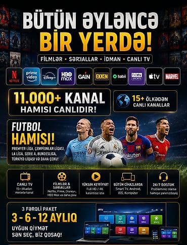 🔥 IPTV – Əyləncə və Futbol Bir Arada! 📺 11.000+ canlı kanal ⚽ Futbol