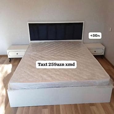 tumbalar: Məhsul: İki nəfərlik taxt (başlıqla) - Rəng: ağ baza, tünd başlıq — 1