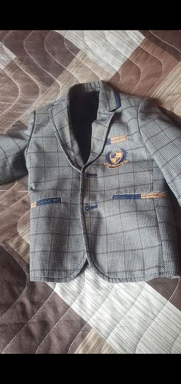 Uşaq üçün klassik şalvarüstü gödəkcə (blazer) - Rəng və naxış: Boz