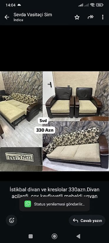 Divan, 2 kreslo, Açılan