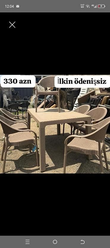 Ev və bağ: Plastik veranda dəsti – masa + 6 stul - Rəng: tünd qəhvəyi/çəhrayı — 7