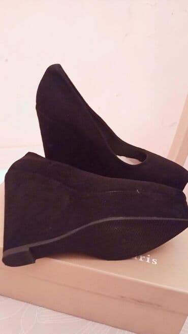 женские бежевые замшевые туфли: Туфли, Размер: 35, цвет - Черный, Новый — 6