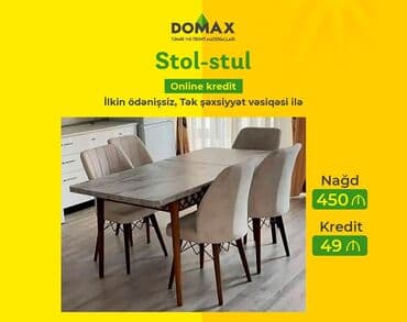 metbex stolu: Mətbəx üçün, Yeni, Açılan, Kvadrat masa, 4 stul — 1