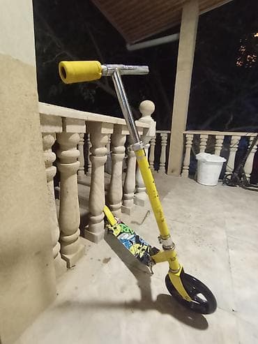 samokat scooter: Uşaq/skuterlər üçün mexaniki skuter - Rəng: sarı gövdə, rəngarəng — 3