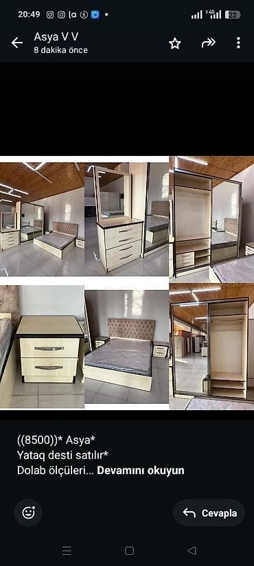 FAW: ((8500))* Asya* Yataq desti satılır* Dolab ölçüleri Eni 191sm Hund — 1