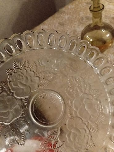 cayni serviz: Tort və şiriniyyat qabı, rəng - Ağ, Şüşə, Türkiyə — 1