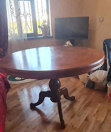 embawood masa ve stullar: Qonaq masası, Açılmayan, Taxta, Yumru masa — 1