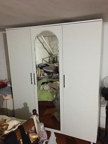 3 qapılı, Güzgülü, Ağ, Digər material, Açılan, Düz dolab