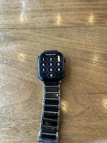 Apple Watch 11 Ağıllı saat — kvadrat formalı qara korpus, tac — 5