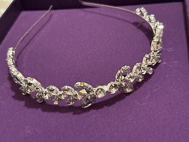 gumis: Kristal daşlı zərif saç taci - Material: gümüşü tonlu metal karkas — 3