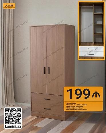 İki qapılı dolab – La Mini - Ölçülər: Dərinlik 47 sm × Hündürlük 200 lalafo.az -da İki qapılı dolab – La Mini - Ölçülər: Dərinlik 47 sm × Hündürlük 200