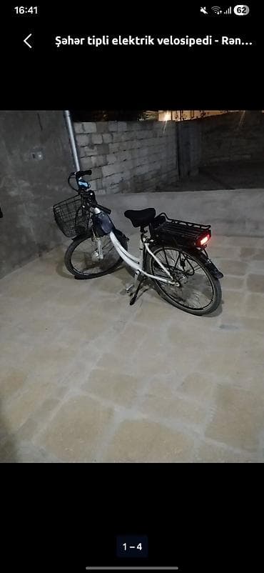 Şəhər tipli elektrik velosipedi - Rəng: ağ - Şaquli enişli — 2