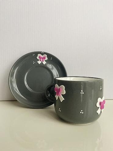 cuqun saç: Çay dəsti, rəng - Boz, Keramika — 7