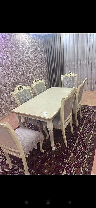 Qonaq otağı üçün, İşlənmiş, Kvadrat masa, 6 stul