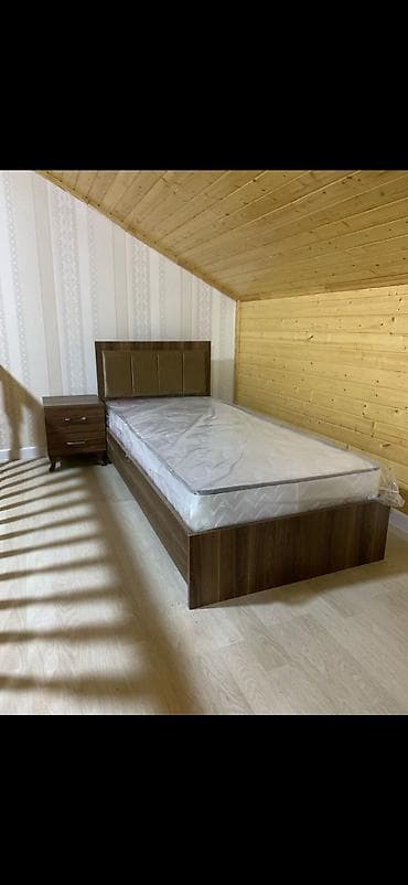 dösek: Tək nəfərlik çarpayı – modern dizaynlı, başlıq hissəsi yumşaq — 2