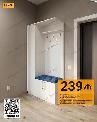 dolab skaf: Dəhliz Dolabı – Kod: 1713 - Ölçülər: D 40 x H 200 x E 120 sm - Rəng — 1