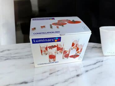 luminarc наборы посуды: Stəkanlar, rəng - Qırmızı, Şüşə, 6 ədədli dəst, 200 ml, Fransa — 1