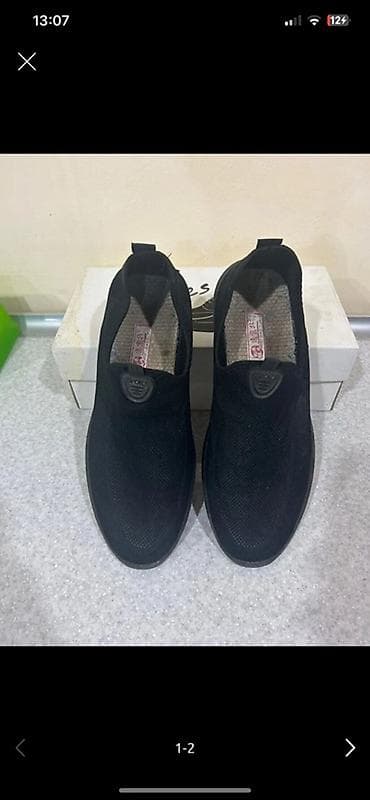 Ayaqqabılar: Qara rəngli kişi slip-on ayaqqabıları - Model: bağsız, slip-on - — 2