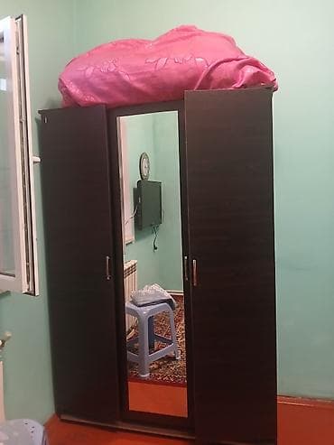 balkon skaflari: 3 qapılı, Güzgülü, Qəhvəyi, Digər material, Açılan, Düz dolab — 1