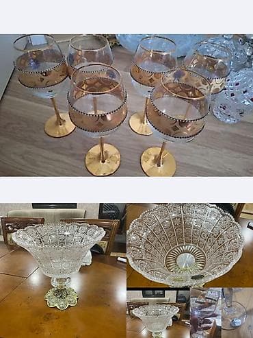 3 reqemi: Məişət və süfrə aksesuarları dəsti - Por­slen servis qabları: Qızılı — 2