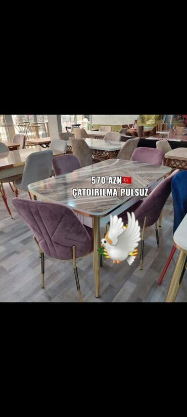 mətbəx stol stul ikinci el: Mətbəx üçün, Yeni, Dördbucaq masa, 4 stul — 1