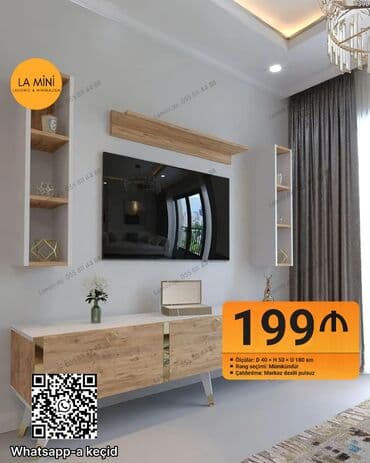 Düz TV altlığı, Polkalı, Laminat