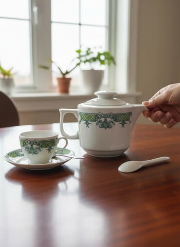 Mətbəx aksesuarları: Yeni, rəng - Ağ, Dəm caydanı, Keramika, Çexiya — 2