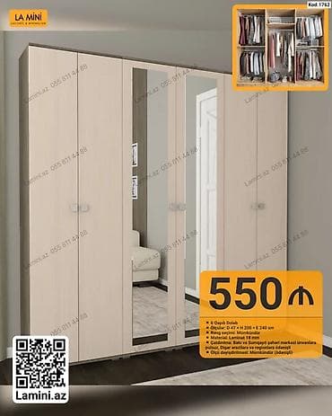 seyfi qapi: 6 qapılı dolab - Ölçülər: D 47 × H 200 × E 240 sm - Rəng seçimi — 1