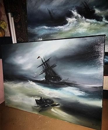 pisik sekli: Dəniz mənzərəsi mövzusunda orijinal yağlı boya tablo. - Mövzu — 2