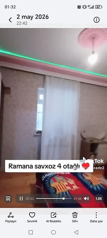 ramanada satilan bina evleri: Ramana sovxoz ərazisində 4 otaqlı mənzil/ev. Xüsusiyyətlər: - Geniş — 6