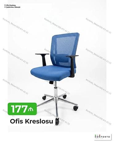 oturaca: Ofis kreslosu - Rəng: mavi - Material: nəfəsalan mesh arxa dayaq — 1