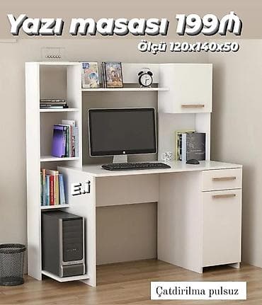 mebel: Yazı/kompüter masası – funksional dizayn Ölçü: 120 x 140 x 50 sm — 1