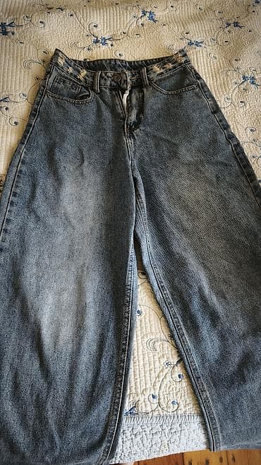 bot kişi: Vintage üslubda cins şalvarlar - Rəng: açıq-boz/stonewash - Kəsim — 3