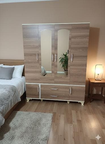 Dörd qapılı paltar dolabı - Modellər: ağ güzgülü, ağac teksturalı