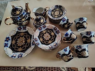 qənd qıran: Çay dəsti, rəng - Qara, Farfor — 2