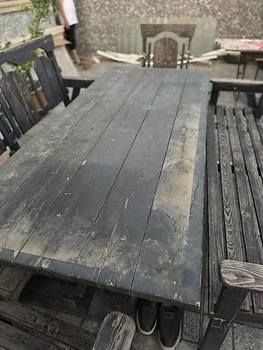 mebel satıram: Bağ üçün taxta mebel dəsti Tərkibi: - 1 ədəd iri düzbucaqlı taxta — 5