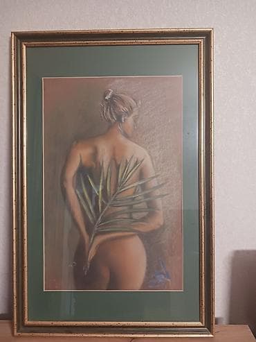 tort şəkilləri: Rəsm əsəri – pastel texnikasında qadın fiquru - Mövzu: Arxadan təsvir — 1