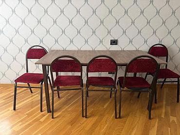 Mətbəx üçün, İşlənmiş, Açılmayan, Dördbucaq masa, 6 stul