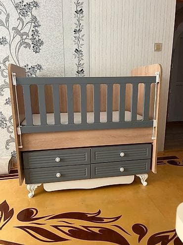 sandıq şəkilləri: Uşaq beşiyi – çekmecəli model - Material: Laminat/MDF kombinasiyası — 1