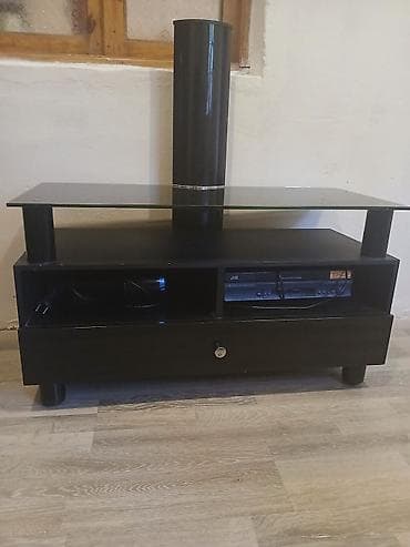 set mebel: Düz TV altlığı, Polkalı, Şüşəli — 2