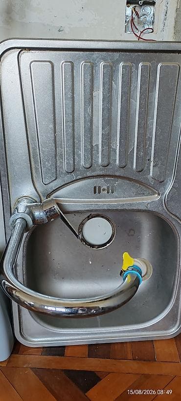 nerjaveyka su cəni: Mətbəx üçün paslanmayan poladdan birgözlü lavabo və kran dəsti - — 1