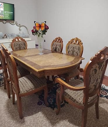 Masalar: Qonaq otağı üçün, Açılmayan, Dördbucaq masa, 6 stul — 1
