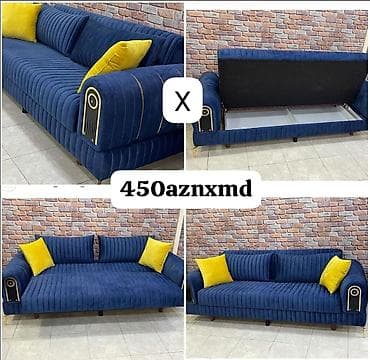 Mavi məxməri parça ilə işlənmiş, zolaqlı dizayna malik rahat divan lalafo.az -da Mavi məxməri parça ilə işlənmiş, zolaqlı dizayna malik rahat divan