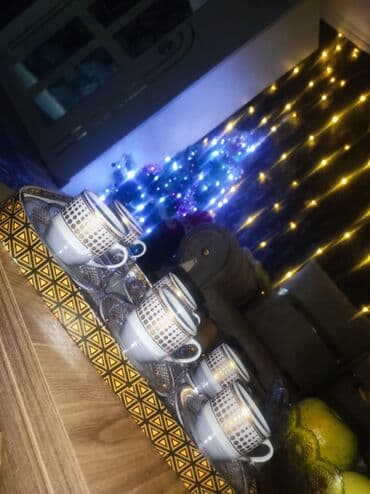 Qab-qacaq və mətbəx ləvazimatları: Qəhvə dəsti, rəng - Qızılı, Keramika, 6 nəfərlik, Azərbaycan — 3