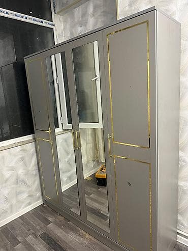 Yeni, 4 qapılı, Güzgülü, Boz, Açılan, Düz dolab — 2