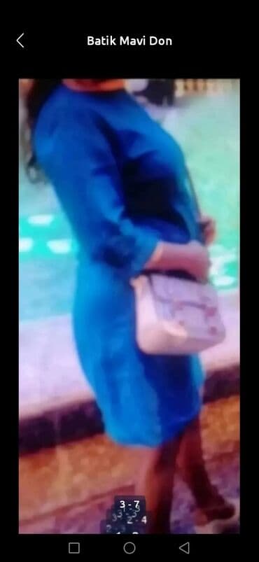 женские платья из замши: Batik mavi don - Rəng: canlı mavi - Model: bel hissəsi yığma — 1