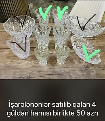 gul suyu qiymeti: Vaza dəsti, Xrustal — 1