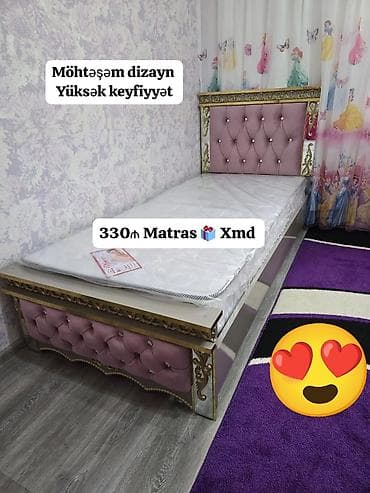 Şahzadə üslublu tək nəfərlik çarpayı və matras dəsti. - Möhtəşəm