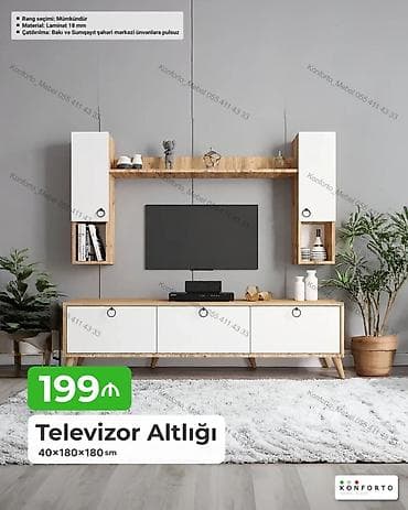samsung tv 140 ekran: Televizor altlığı və divar modulu dəsti Ölçü: 40 × 180 × 180 sm — 1